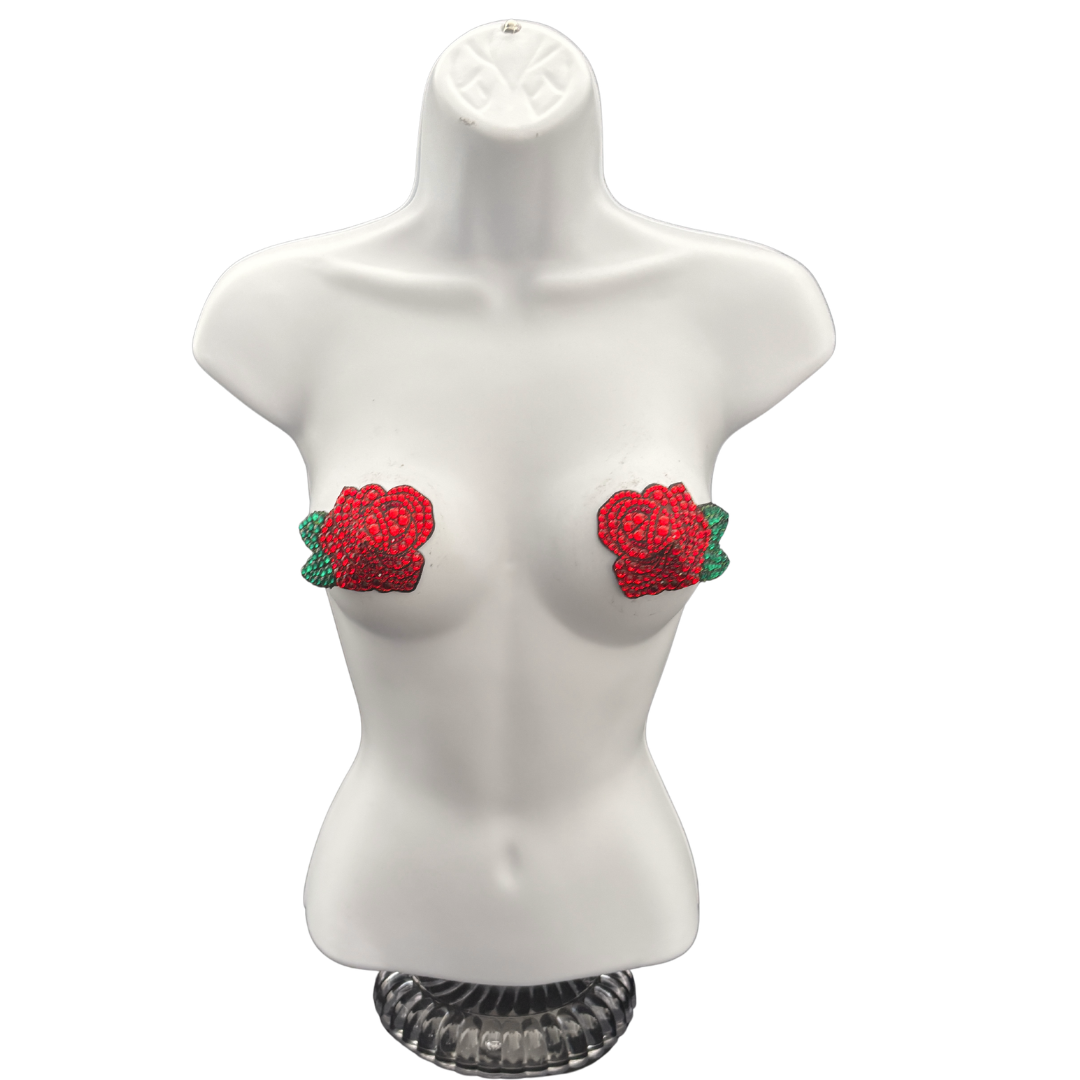 ROSEDALE Red Rose, Reusable Gem Nipple Pasties, Pasty (2pcs)
