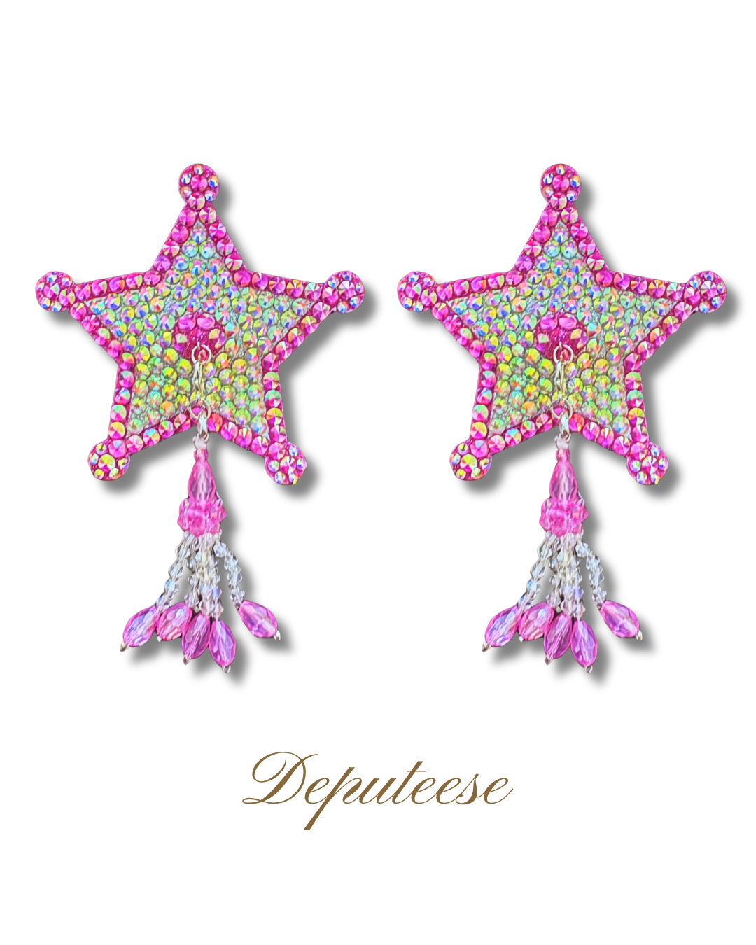 DITA VON TEESE Deputeese Pink Cowgirl Star Pasties with Removable Hand-Beaded Tassels (2pcs)