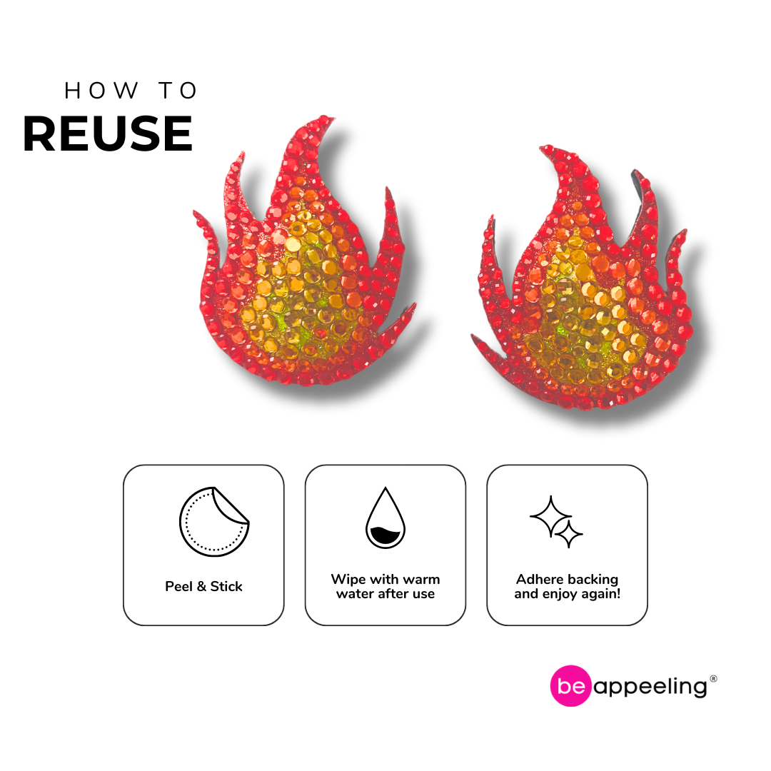DISCO INFERNO Flame Nipple Pasties, Covers (2pcs) pour les festivals Burlesque Lingerie Raves