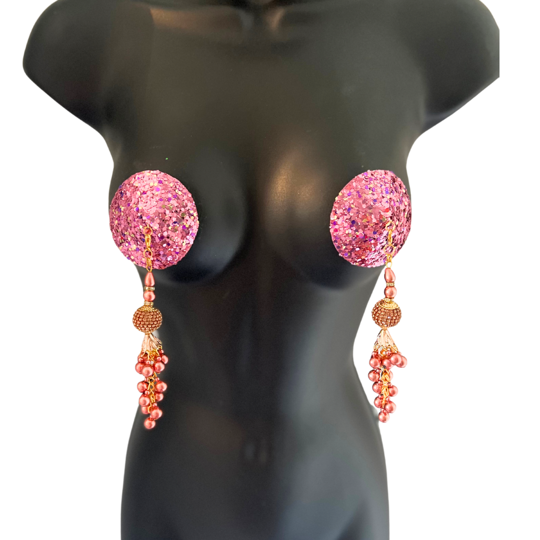 GLITTER GODDESS Purple (5 Colour options!) Nipple Pasties Covers (2pcs) with Removable Tassels (Copy)