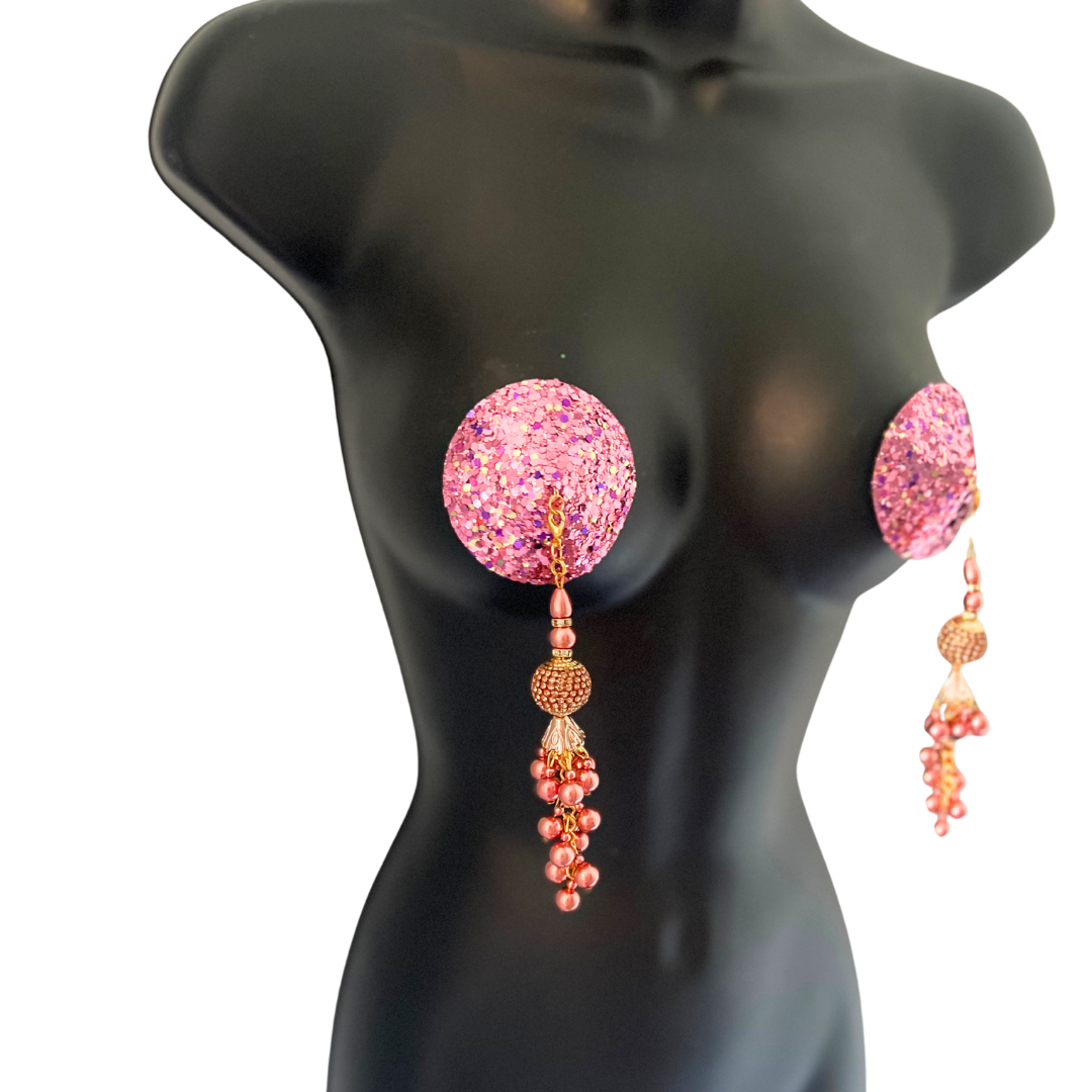 GLITTER GODDESS Purple (5 Colour options!) Nipple Pasties Covers (2pcs) with Removable Tassels (Copy)