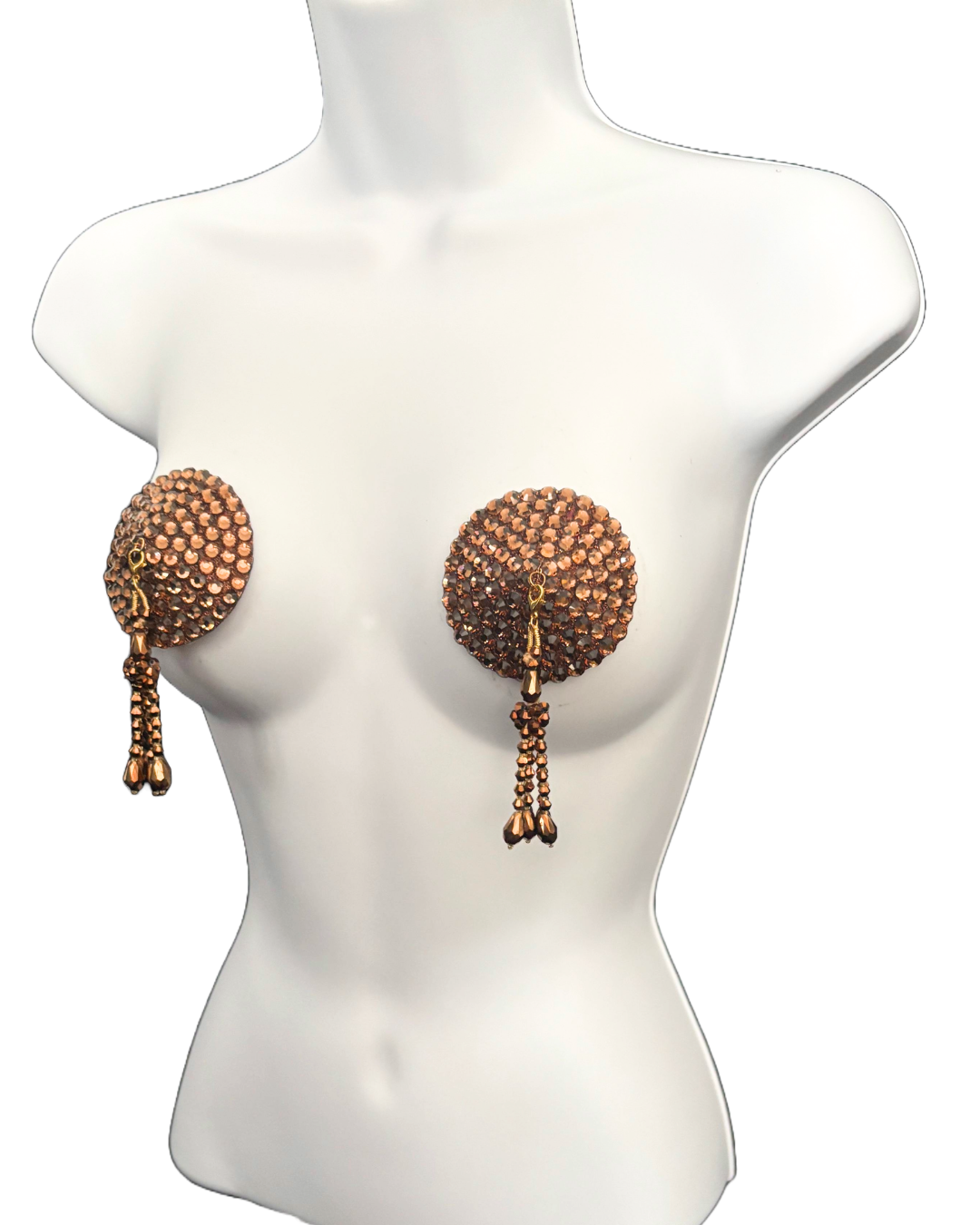 DITA VON TEESE Liberteese Smoked Topaz Shimmering Crystal Pasties with Removable Tassels (2pcs)