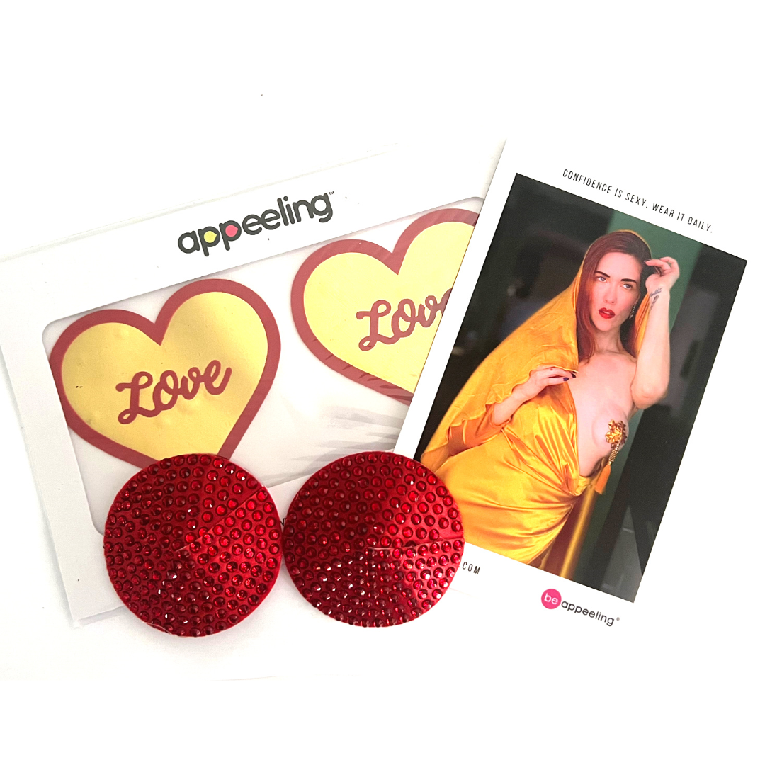 LOVE BOMB BUNDLE (2 pairs, 4 pcs) - Red & Gold Foil Heart and Red