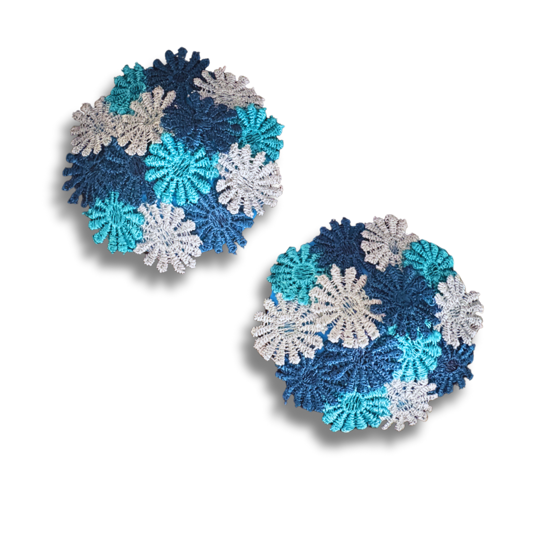 HARVEST BLOOM - Floral Appliqué Nipple Pasties, Pasty (2pcs) Red, Pink and Yellow