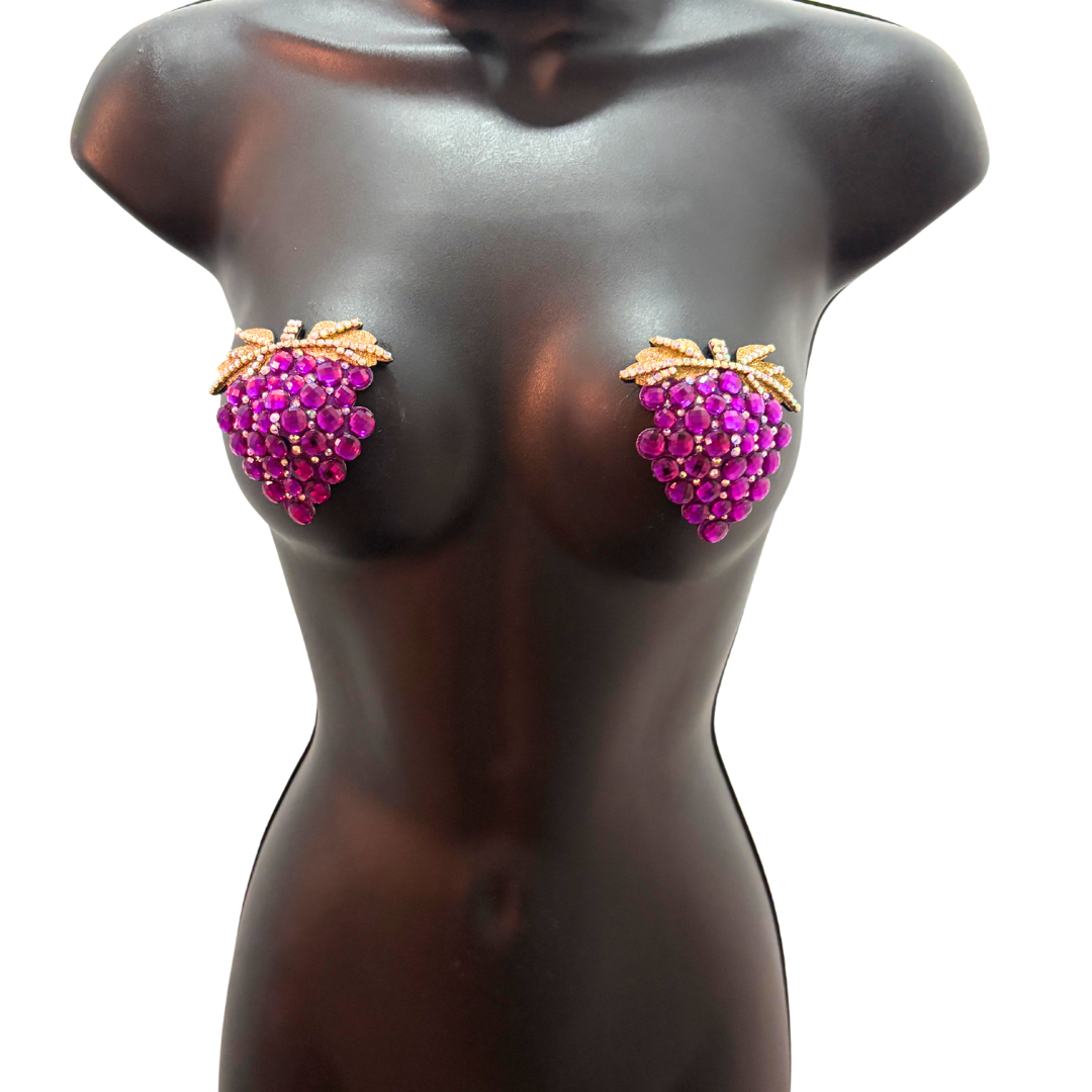 GRAPE EXPECTATIONS Purple or Green Bunches of Grapes Nipple Pasties (2pcs)