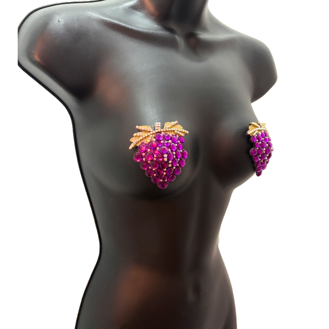 GRAPE EXPECTATIONS Purple or Green Bunches of Grapes Nipple Pasties (2pcs)