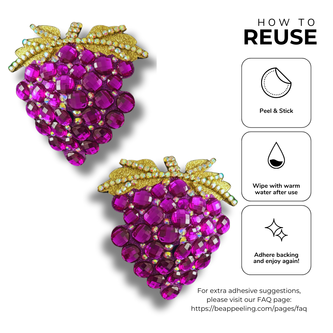 GRAPE EXPECTATIONS Purple or Green Bunches of Grapes Nipple Pasties (2pcs)