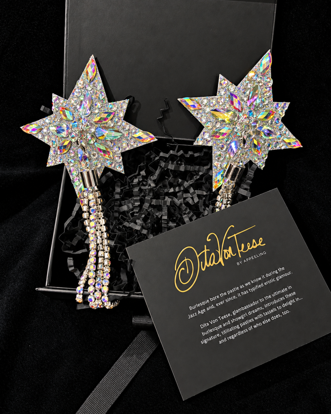 DITA VON TEESE STARLA Shimmering Silver Star Pasties with Removable Hand-Beaded Tassels (2pcs) Appeeling