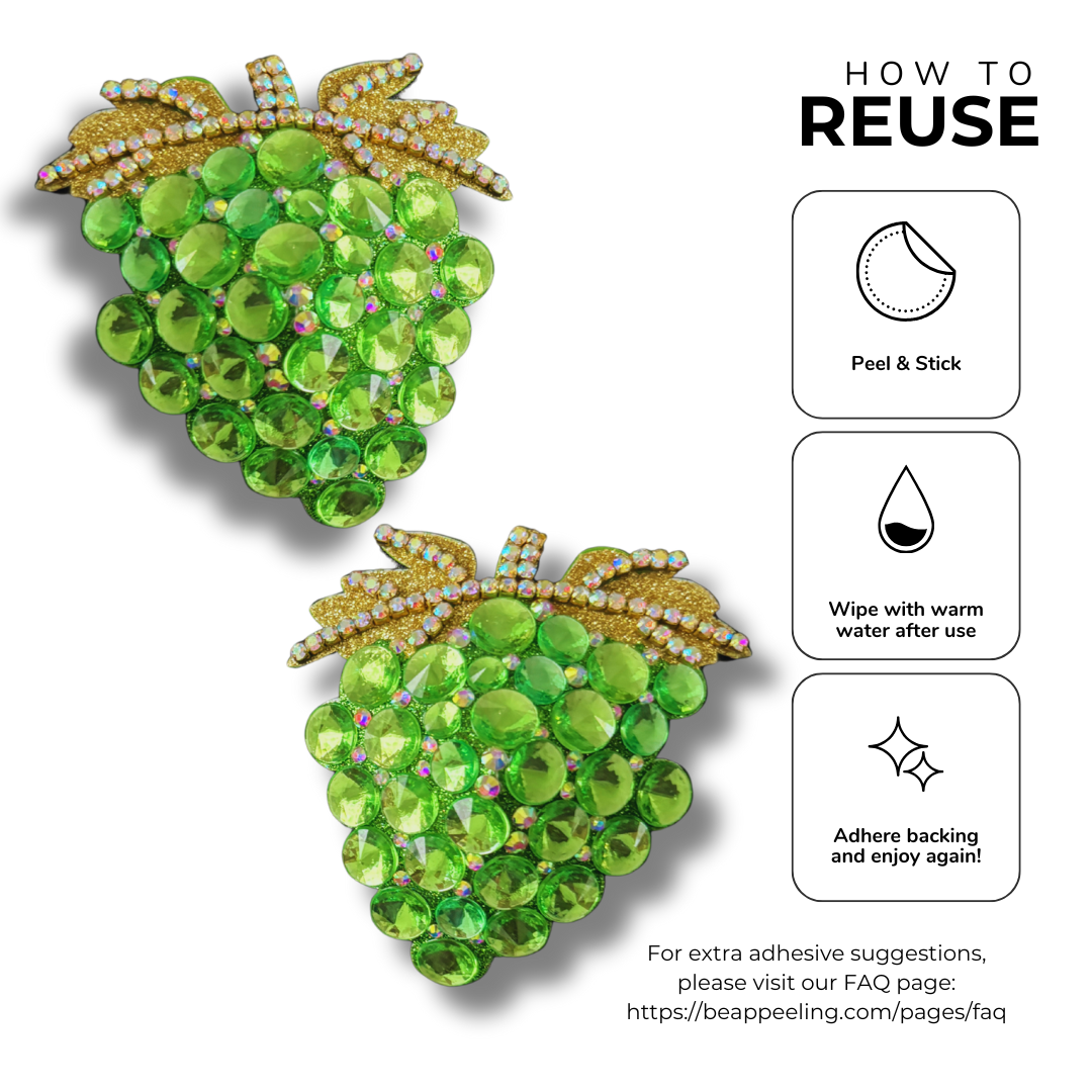 GRAPE EXPECTATIONS Purple or Green Bunches of Grapes Nipple Pasties (2pcs)