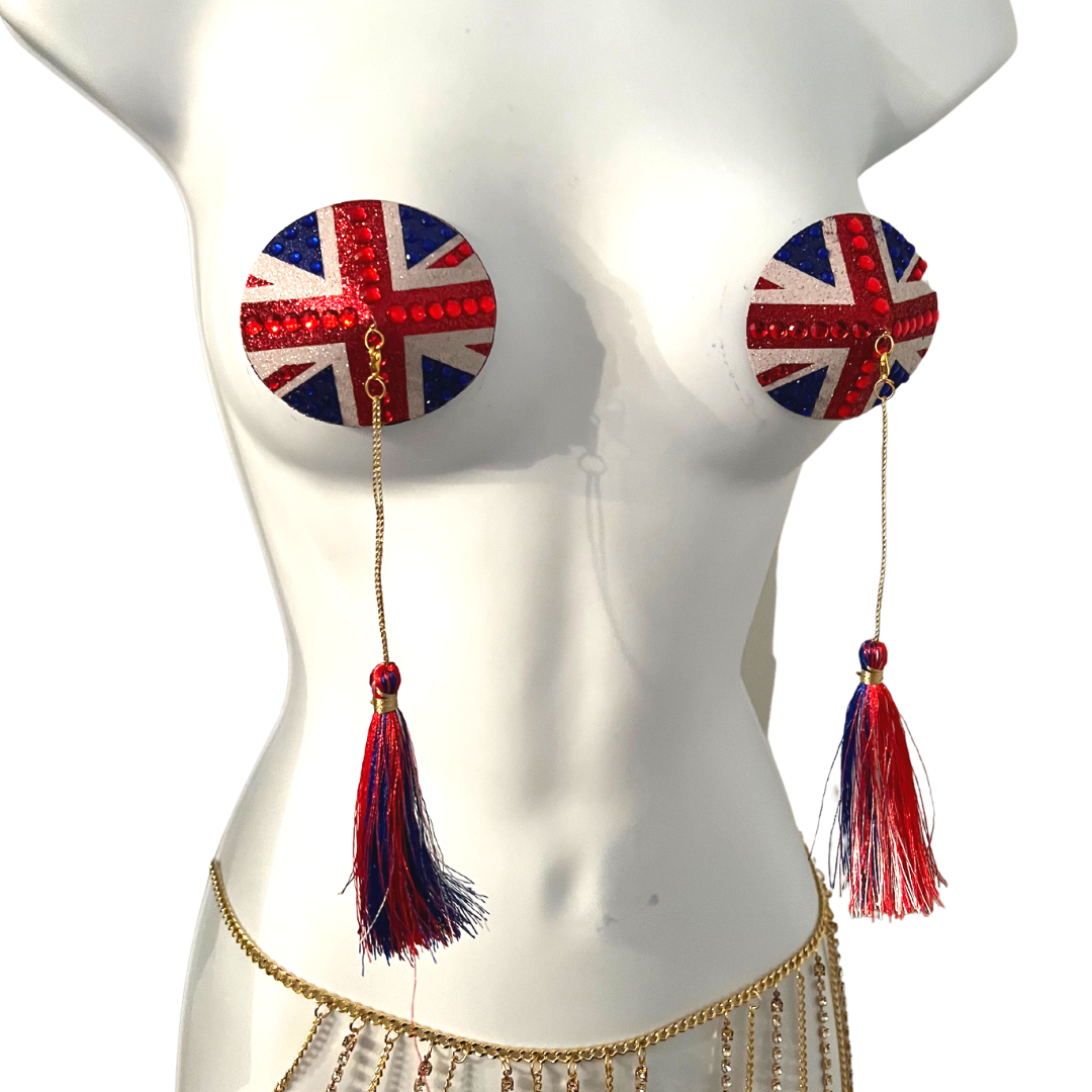 Brit Box Bundle (3 pairs, 6 pcs) Union Jack inspired Nipple Pasty, Covers for Lingerie, Burlesque Pride Festivals and more  – SALE