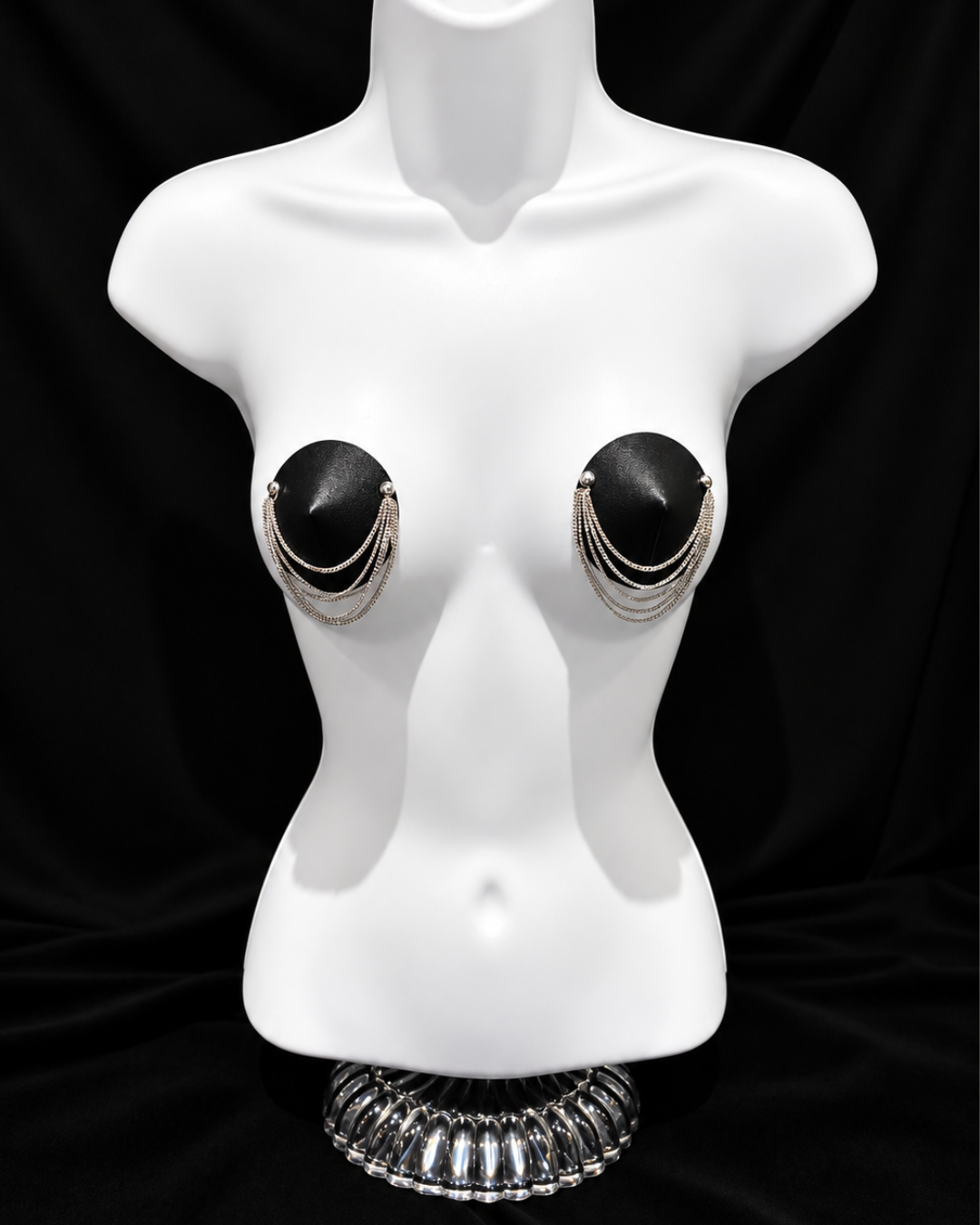 DITA VON TEESE TRYST Leather Conical Pasties with Gold or Silver Metallic Chains (2pcs) Appeeling