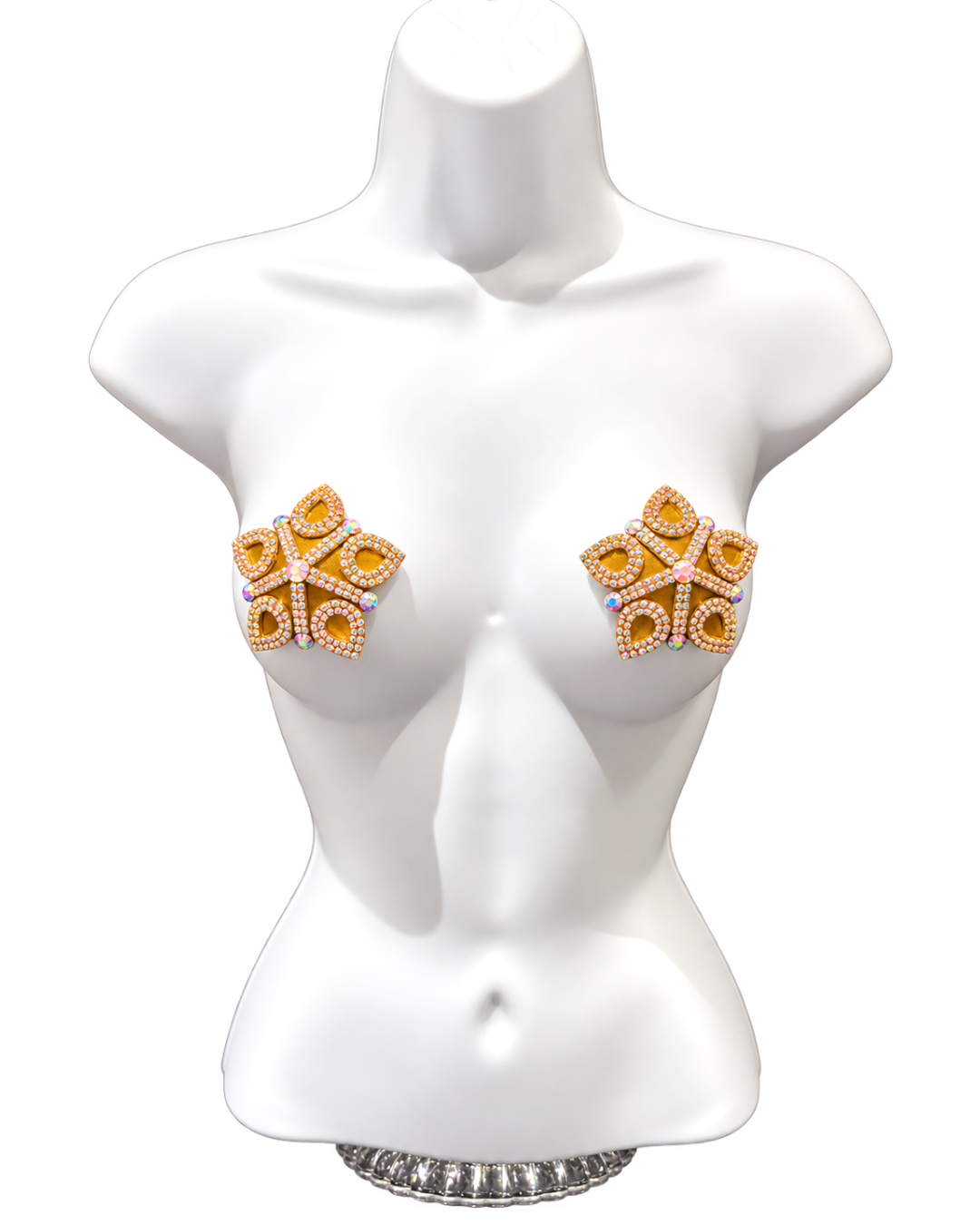 DITA VON TEESE MARQUISE DE TEESE Gold or Black Silk Star Pasties with Rhinestones (2pcs) Appeeling