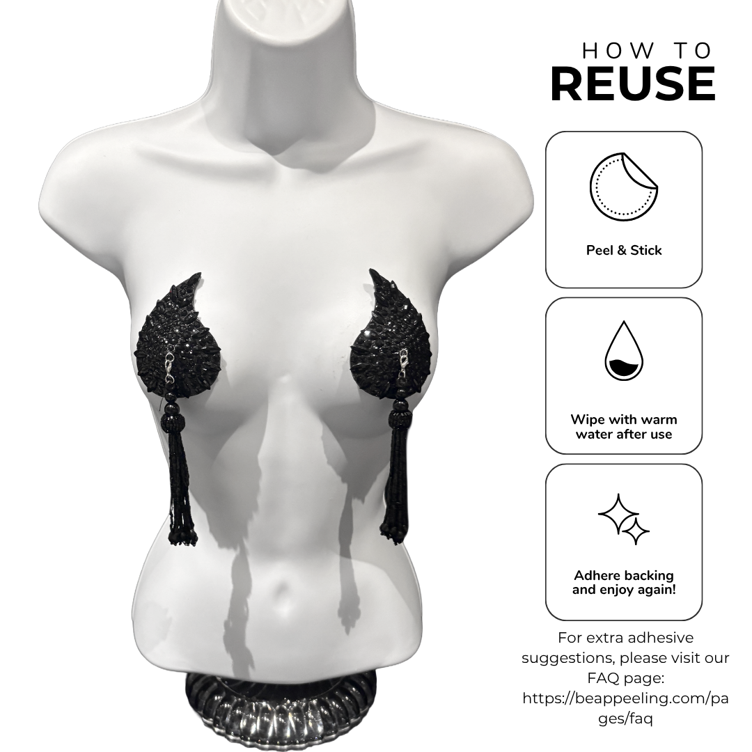 DÉSIRÉE Paisley Silver Gem Nipple Pasties, Pasty (2pcs) - With Removable Tassels