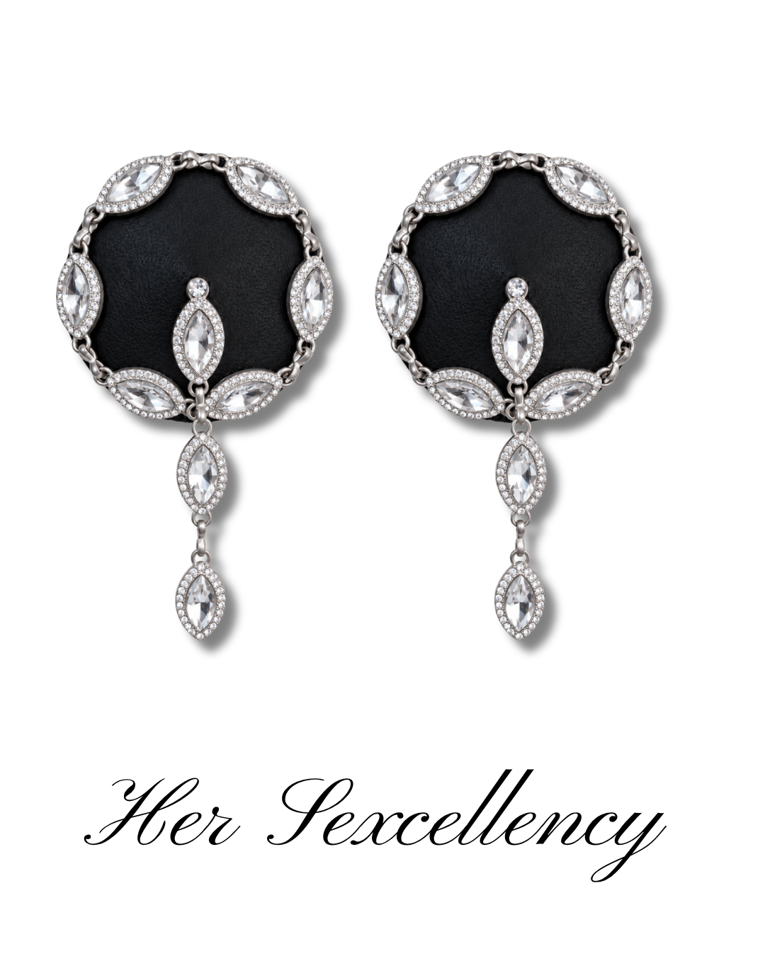 DITA VON TEESE HER SEXCELLENCY Leather Conical Pasties with Gold or Silver Gems And Rhinestones (2pcs)
