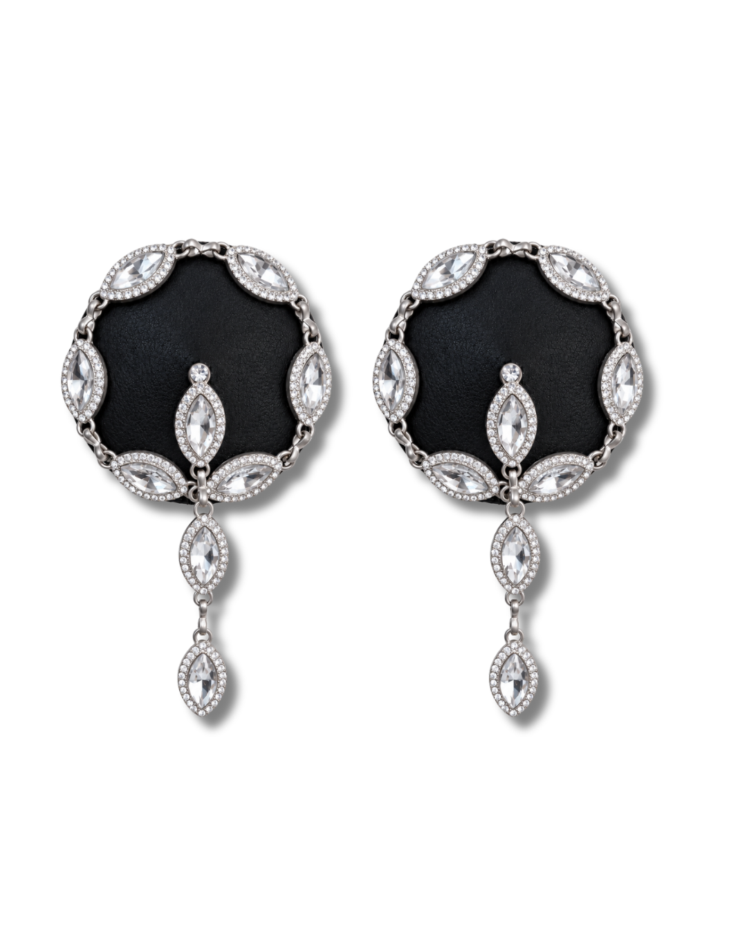 DITA VON TEESE HER SEXCELLENCY Leather Conical Pasties with Gold or Silver Gems And Rhinestones (2pcs)