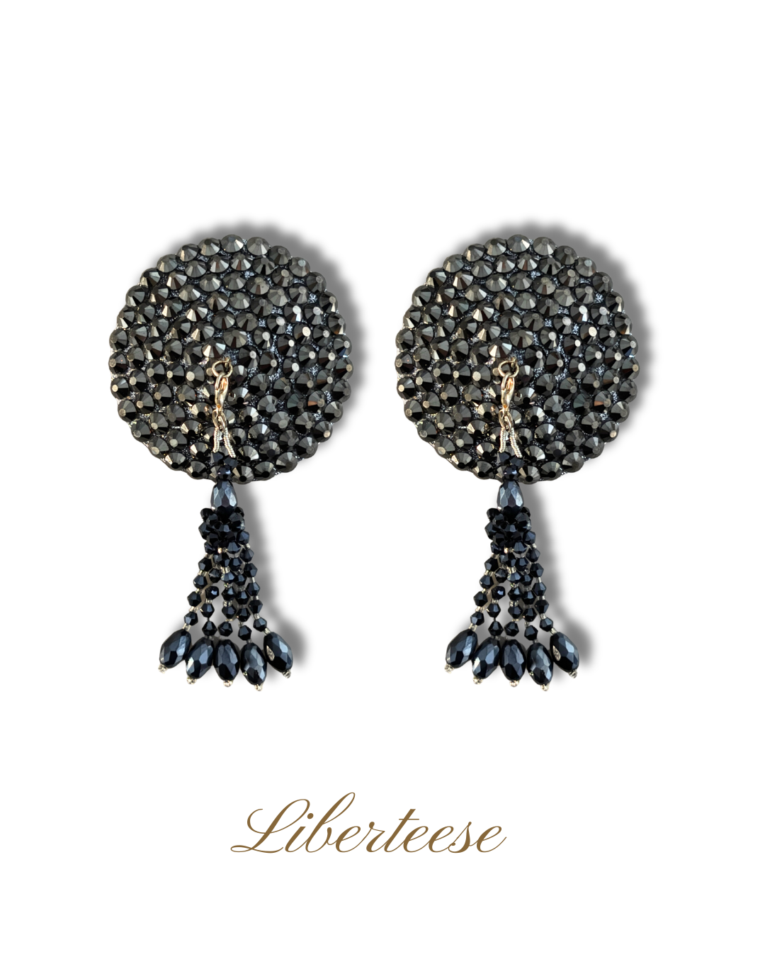 DITA VON TEESE Liberteese Hematite Shimmering Crystal Pasties with Removable Tassels (2pcs)