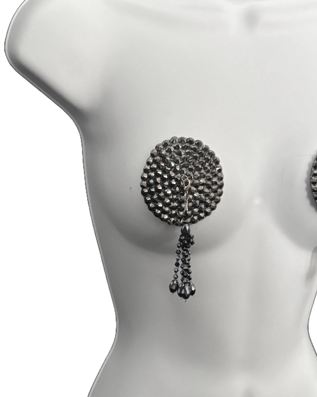 DITA VON TEESE Liberteese Hematite Shimmering Crystal Pasties with Removable Tassels (2pcs)