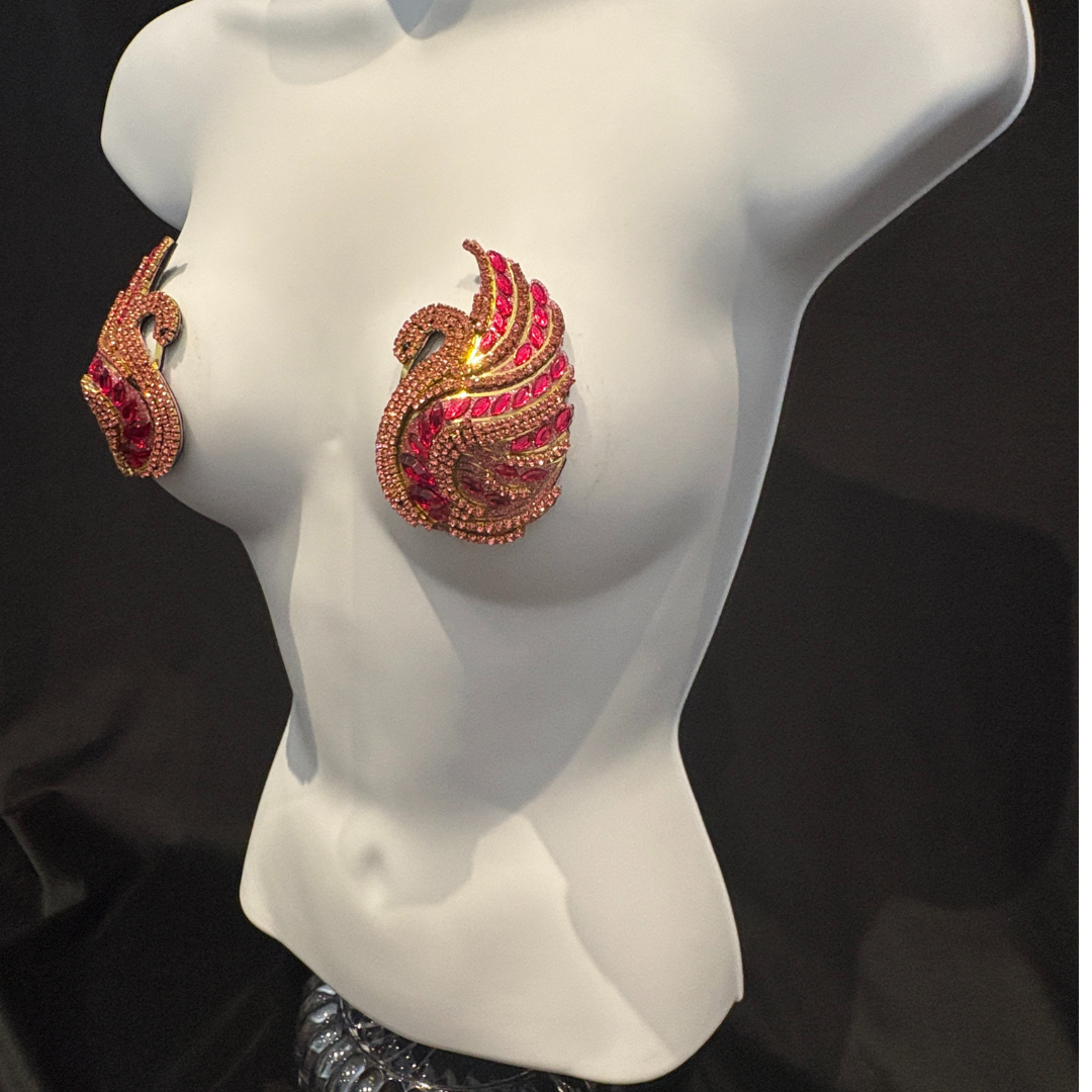 ODETTE - Pink and Gold Swan Nipple Pasties, Pasty (2pcs)