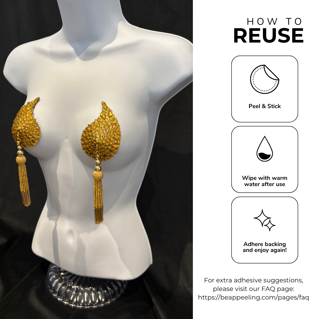 DÉSIRÉE Paisley Gold Gem Nipple Pasties, Pasty (2pcs) - With Removable Tassels (Copy)
