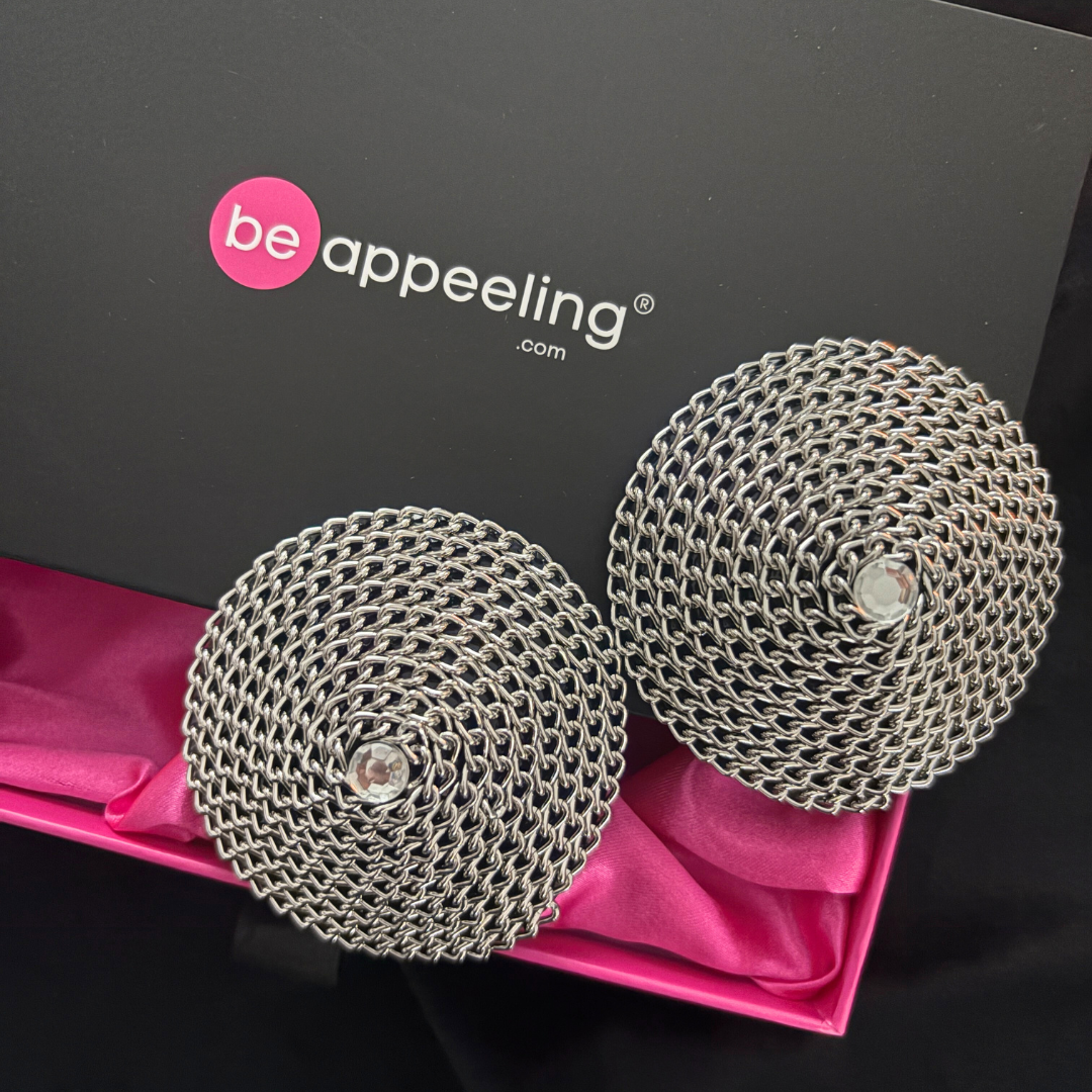 LUXOR Silver Chain and Gem Conical Pasties, Nipple Covers (2pcs)