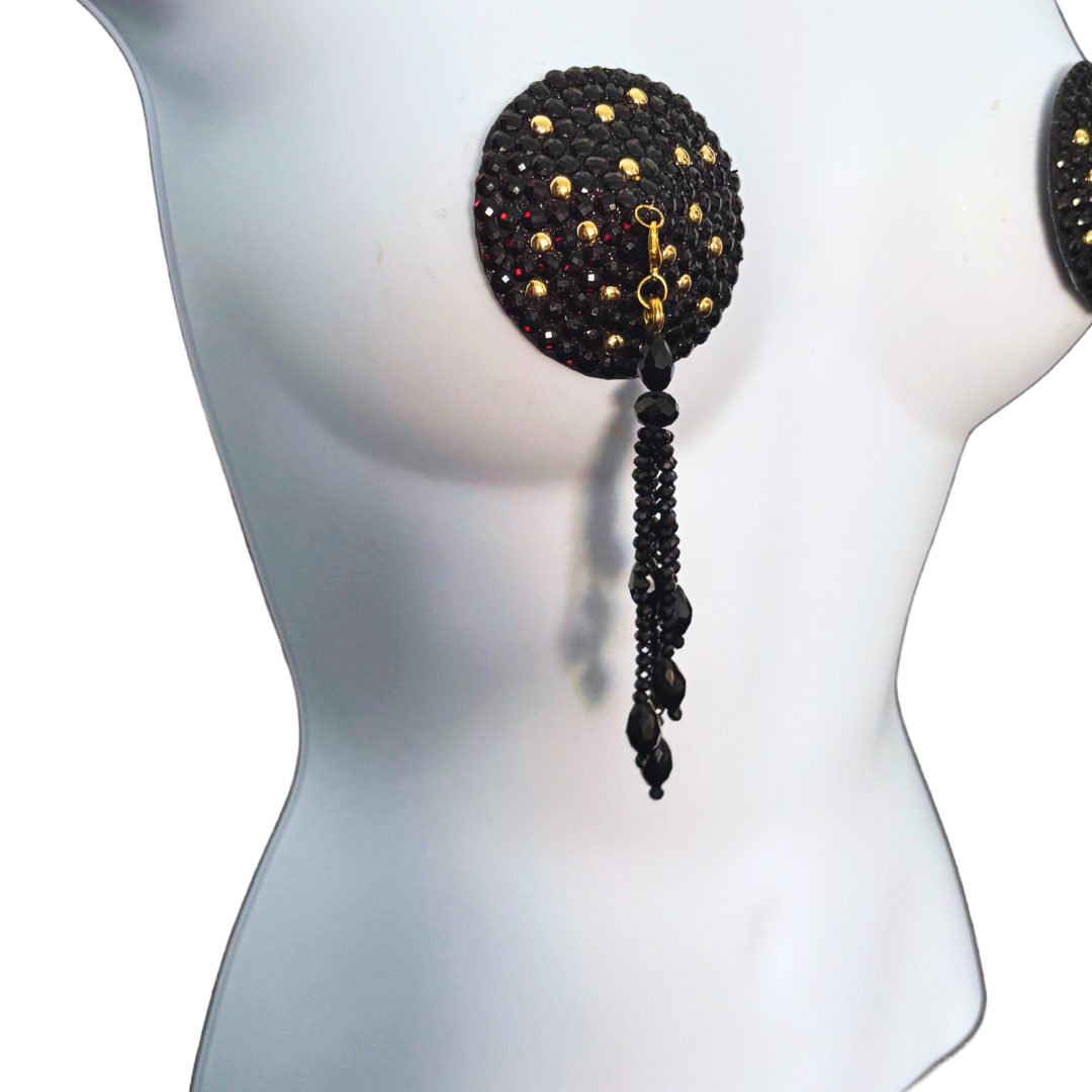 COQUETTE Pink and Gold  Pasties with Removable Tassels (2pcs) Black version available too!