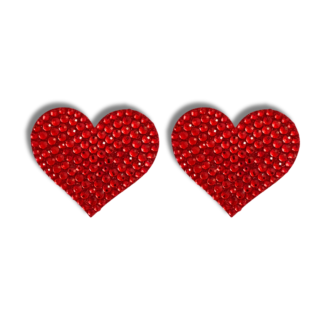 SWEET CHEEKS Pink or Silver Gem Heart Nipple Pasties, Covers (2pcs)