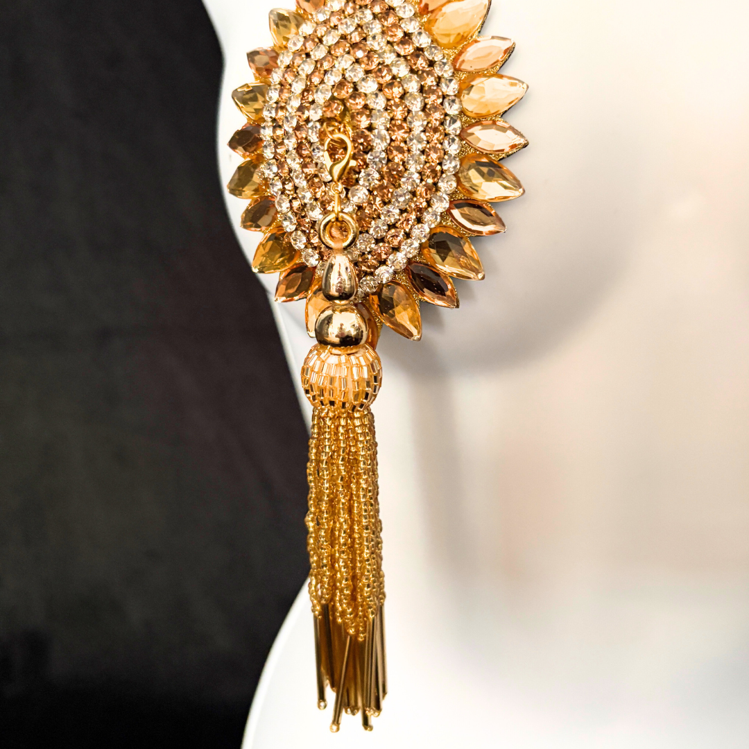 GLAMTINI Dirty Martini x Appeeling Gold & Silver Oval Pasties with 2 Pairs of Removable Tassels (2 pcs)