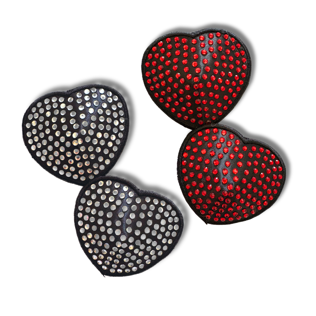 Sweetheart Bundle - 2 Pairs ( 4 pcs) of Heart Pasties with Crystals