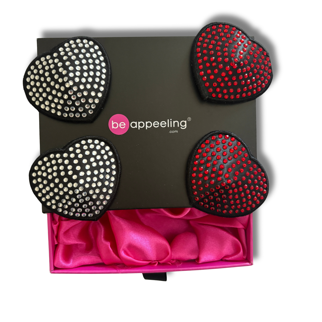 Sweetheart Bundle - 2 Pairs ( 4 pcs) of Heart Pasties with Crystals