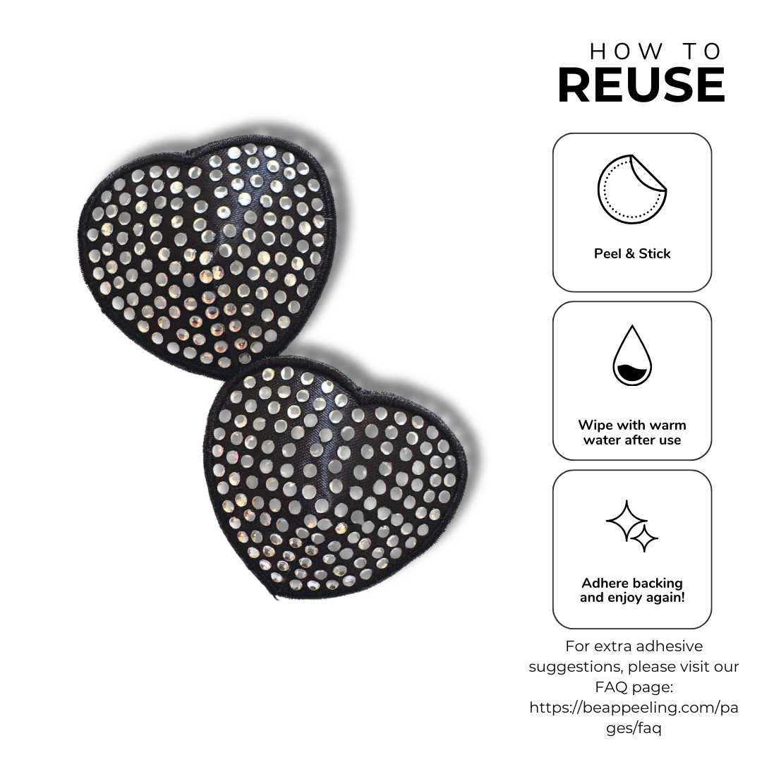 Sweetheart Bundle - 2 Pairs ( 4 pcs) of Heart Pasties with Crystals