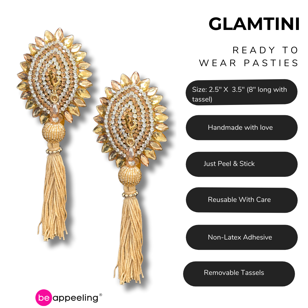 GLAMTINI Dirty Martini x Appeeling Gold & Silver Oval Pasties with Removable Tassels (2 pcs)