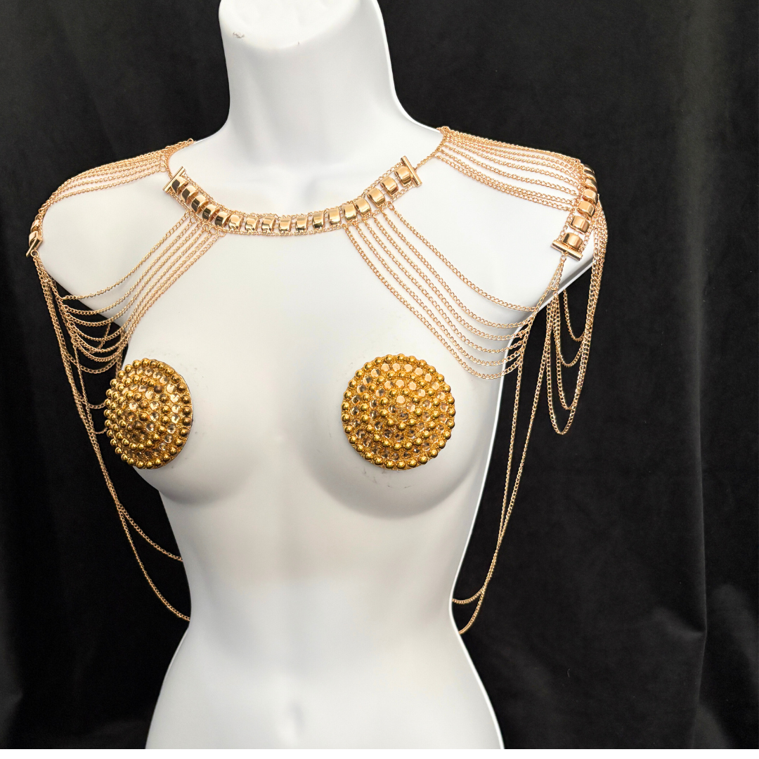 GOLDEN COLLAR Gold Chain Collar / Body Jewelry for Lingerie Rave Burlesque Festivals