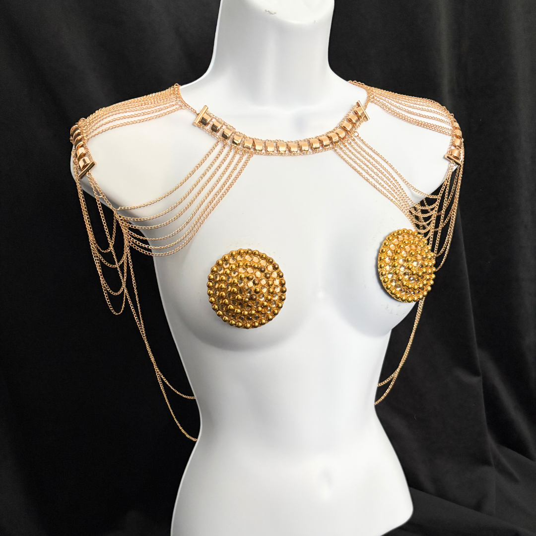GOLDEN COLLAR Gold Chain Collar / Body Jewelry for Lingerie Rave Burlesque Festivals