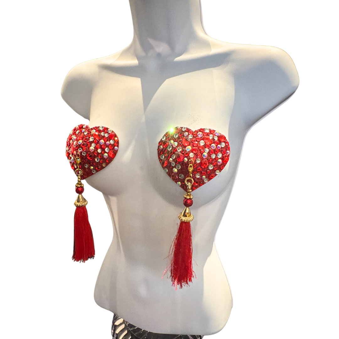 QUEEN OF HEARTS Dirty Martini x Appeeling Gem HEART Pasties with removable tassels (2pcs)