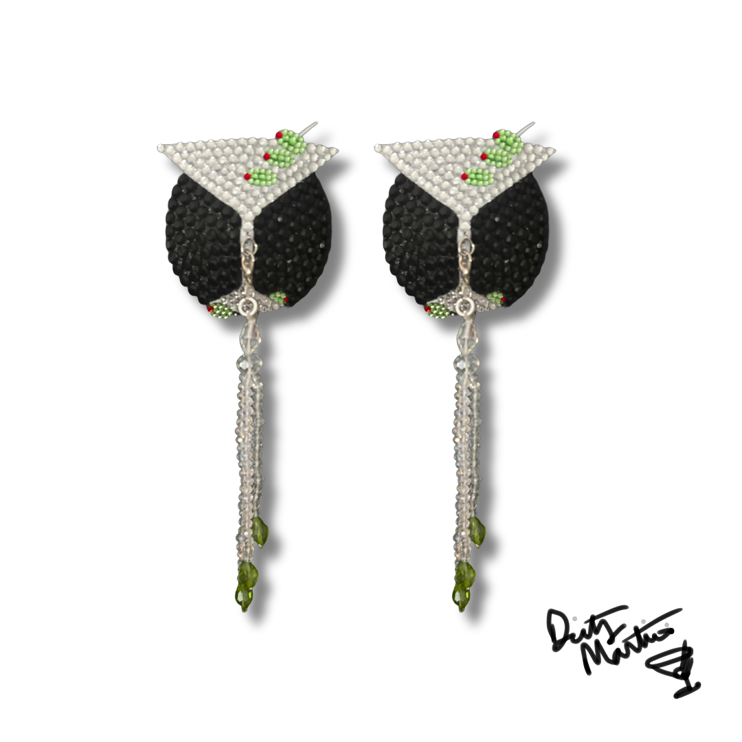 Iconic TASSEL-TINI Dirty Martini Pasties, Nipple Tassels (2pcs) With Crystal Tassels