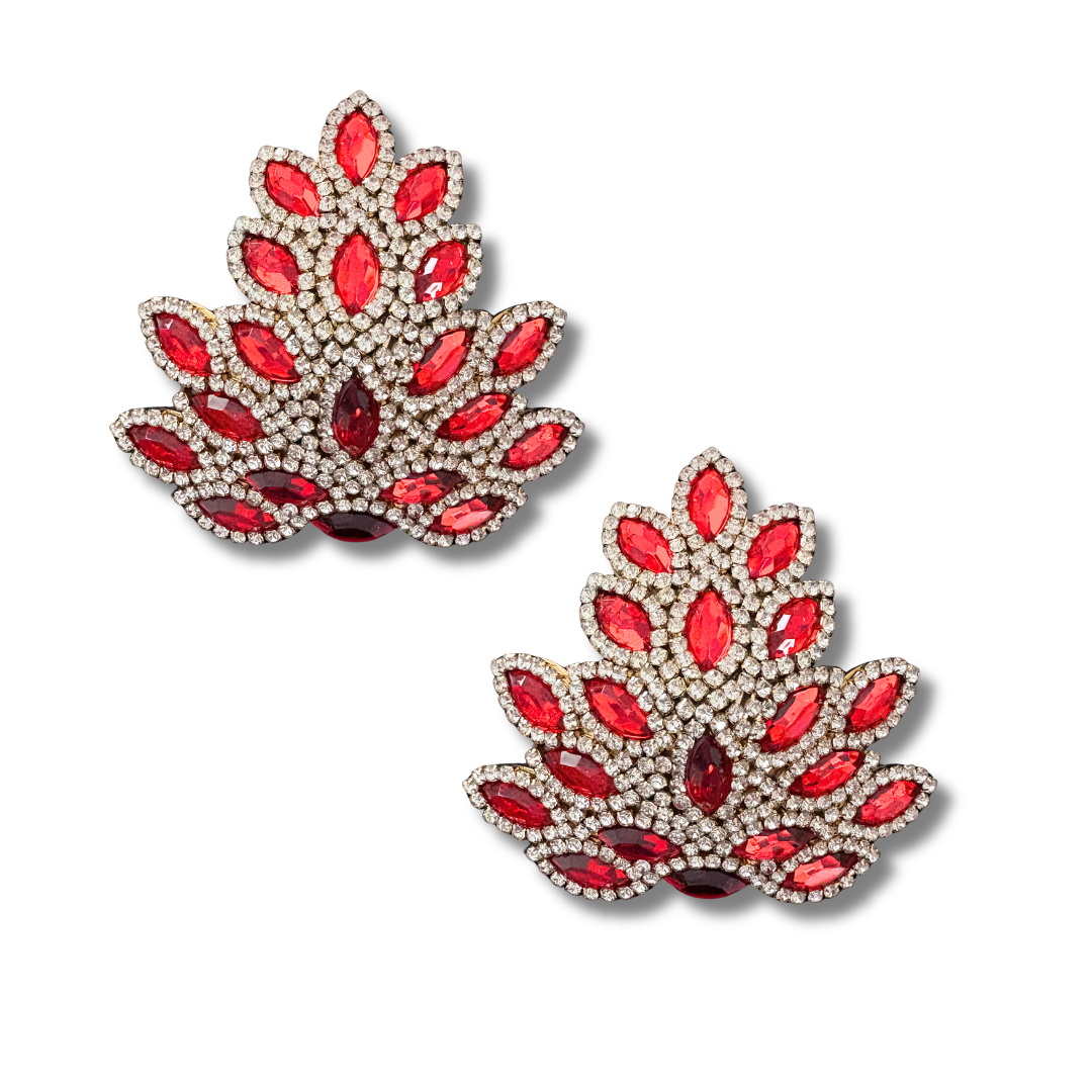 EMPRESS Ruby, Emerald or Sapphire and Rhinestone Pasties (2pcs)