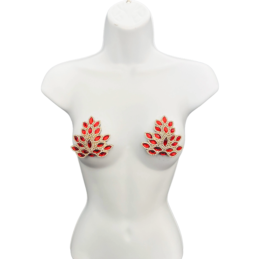 EMPRESS Ruby, Emerald or Sapphire and Rhinestone Pasties (2pcs)