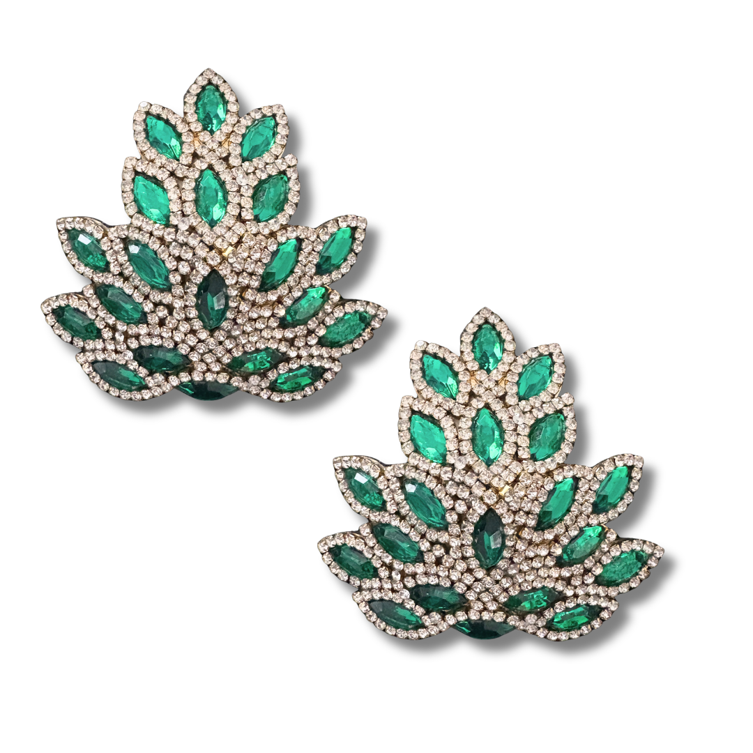 EMPRESS Ruby, Emerald or Sapphire and Rhinestone Pasties (2pcs)