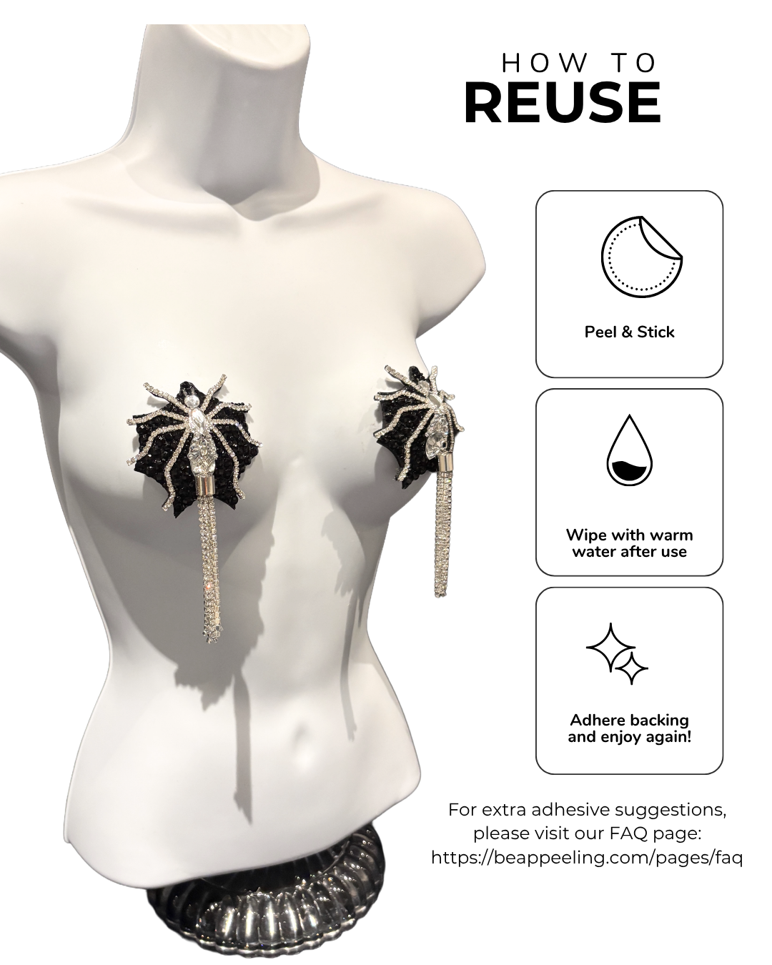 ZORITA’S WEB Spider Pasties Dirty Martini x Appeeling (2pcs) With Tassels