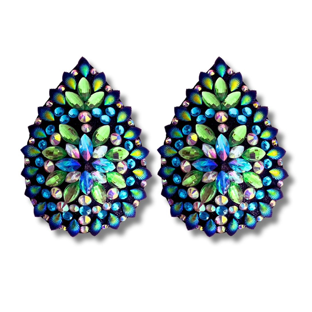 CELESTIAL PLUME Mesmerizing Peacock Inspired Teardrop Pasties Nipple Covers (2pcs)
