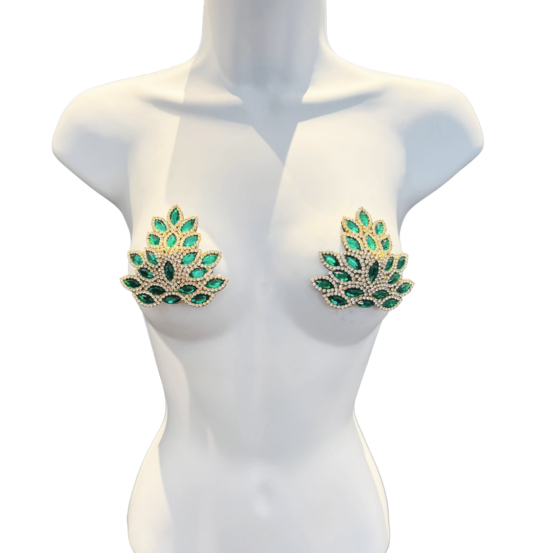 EMPRESS Ruby, Emerald or Sapphire and Rhinestone Pasties (2pcs)