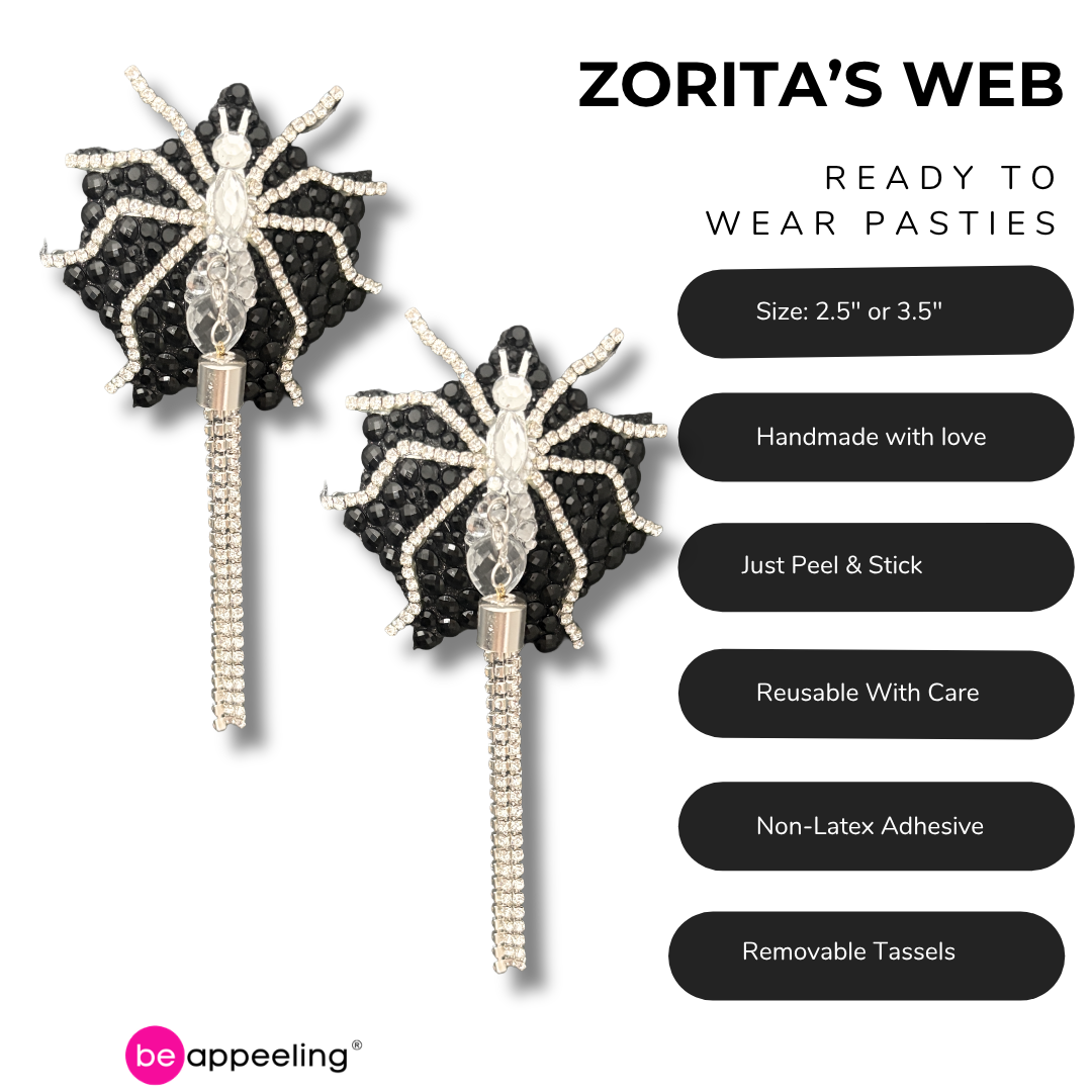 ZORITA’S WEB Spider Pasties Dirty Martini x Appeeling (2pcs) With Tassels
