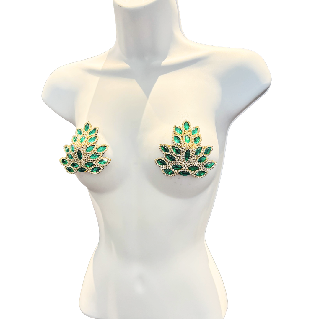EMPRESS Ruby, Emerald or Sapphire and Rhinestone Pasties (2pcs)