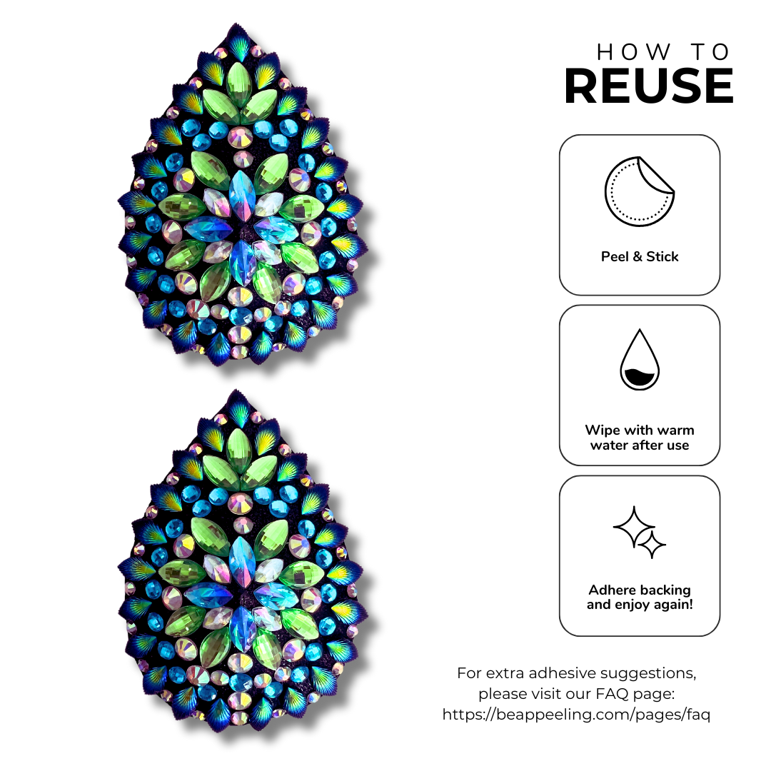 CELESTIAL PLUME Mesmerizing Peacock Inspired Teardrop Pasties Nipple Covers (2pcs)