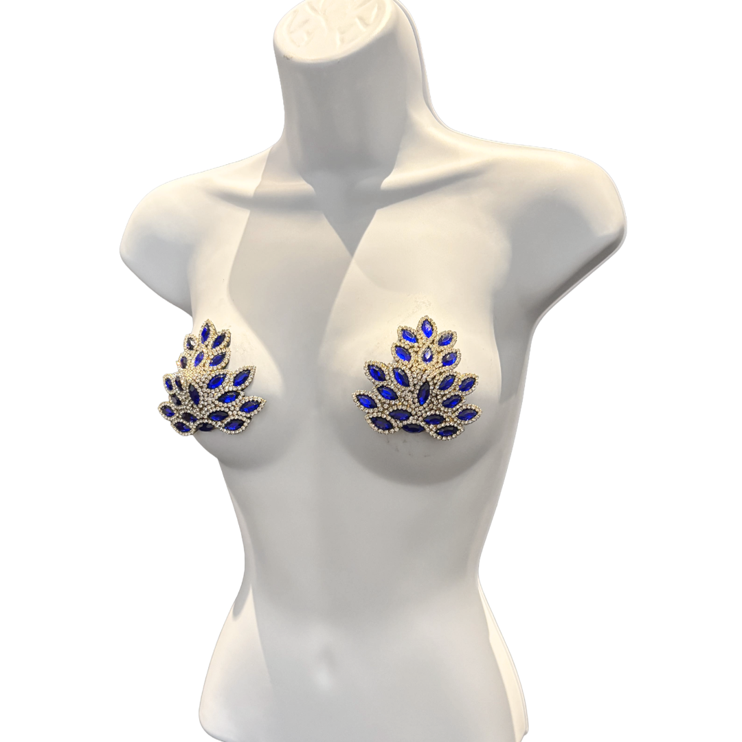 EMPRESS Ruby, Emerald or Sapphire and Rhinestone Pasties (2pcs)