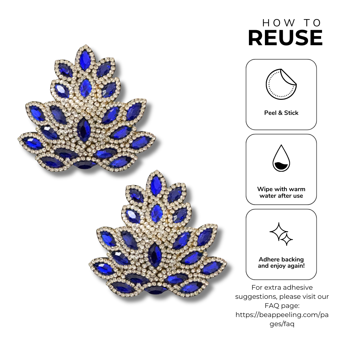 EMPRESS Ruby, Emerald or Sapphire and Rhinestone Pasties (2pcs)