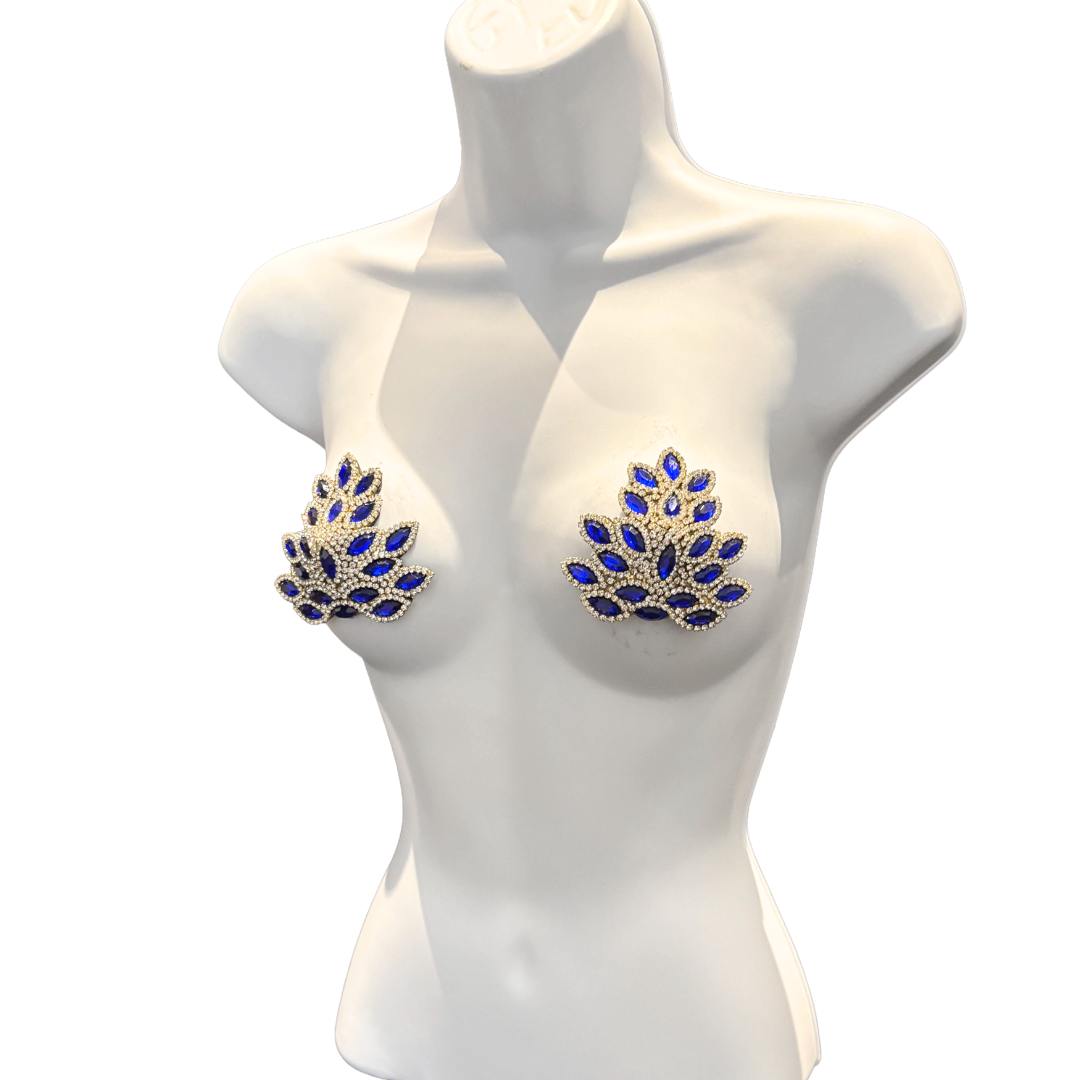 EMPRESS Ruby, Emerald or Sapphire and Rhinestone Pasties (2pcs)