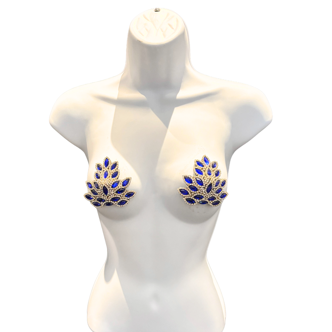 EMPRESS Ruby, Emerald or Sapphire and Rhinestone Pasties (2pcs)