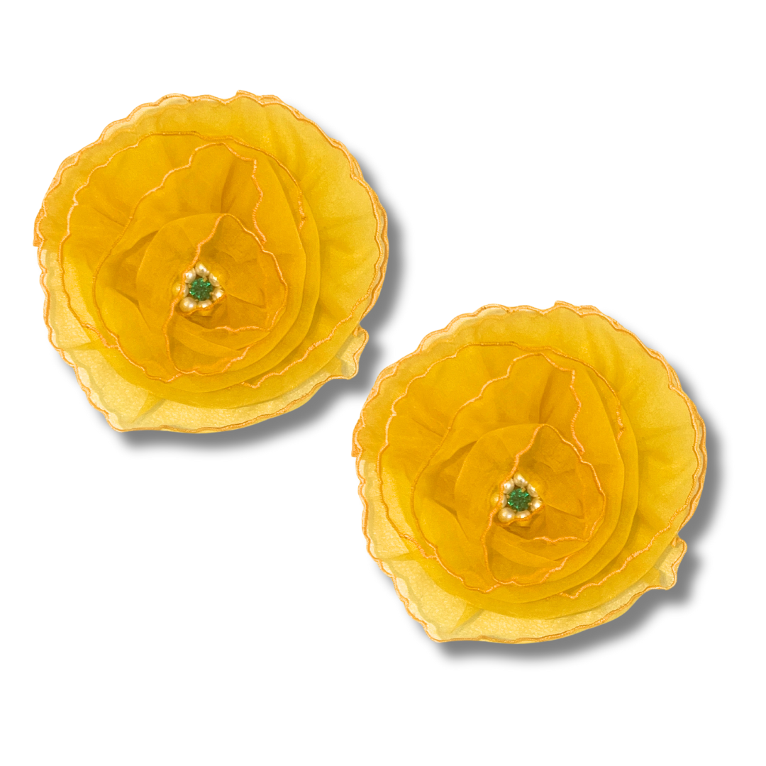FLEUR TEASE - Beautiful Yellow or Hot Pink Flower Nipple Pasties Covers (2pcs) with beaded centre. Large!