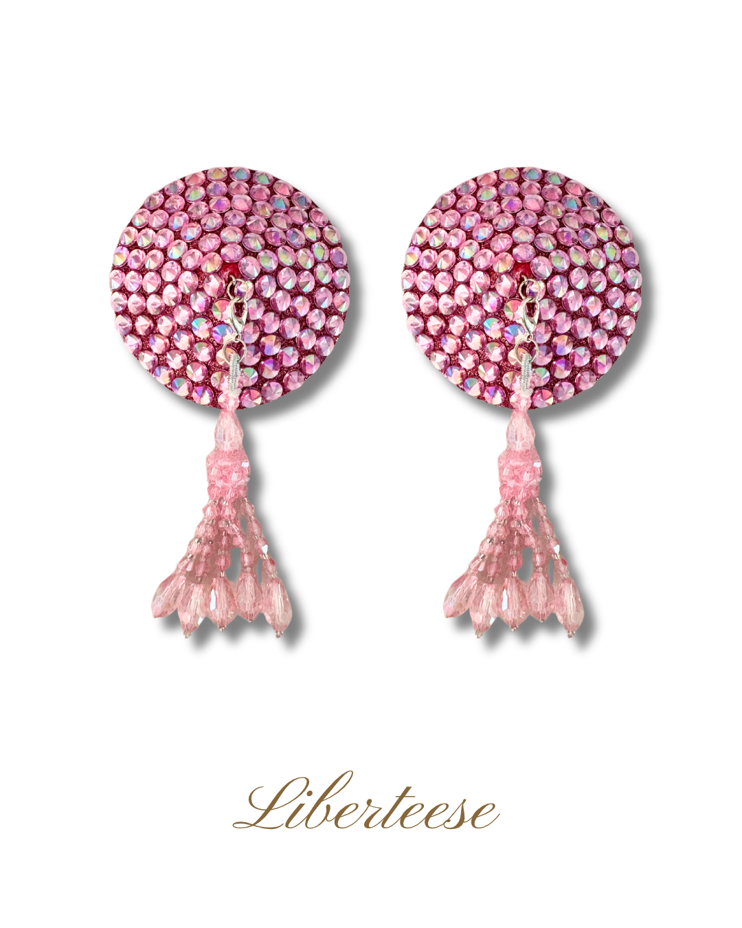 DITA VON TEESE Liberteese Pink Shimmering Crystal Pasties with Removable Tassels (2pcs) Appeeling